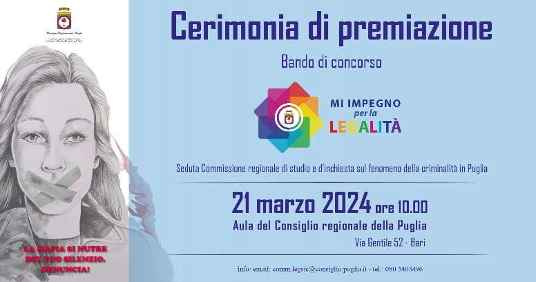 2024 03 21 locandina per cerimonia Premiazione Consiglio Regionale della Puglia