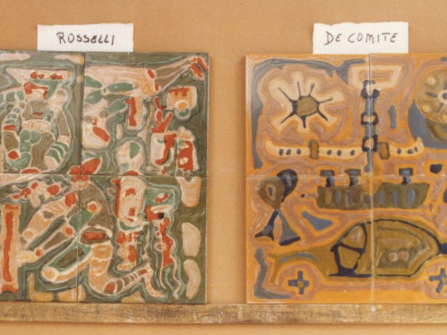 Piastrelle  - Piastrelle decorate realizzate dagli alunni nelle ore di decorazione ceramica. Autori: Rosselli, Di Comite.Scarica il file