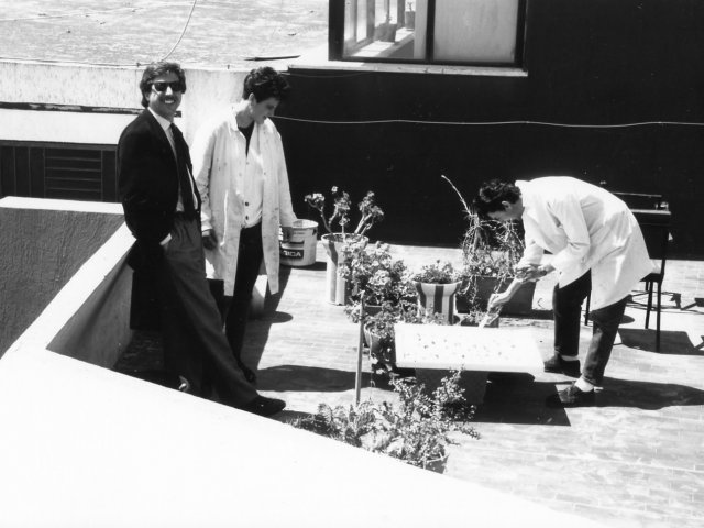 Momenti di vita scolastica - Il prof. Cosimo D’Urso sul terrazzino del primo piano con alcuni alunni.Scarica il file